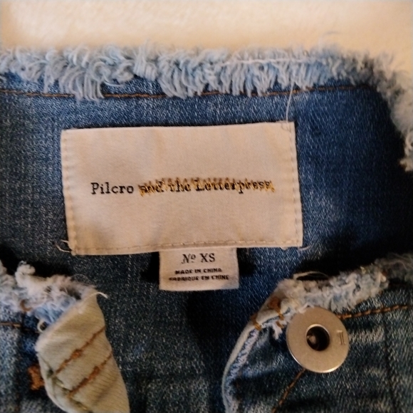 Anthropologie Women's Pilcro &Letterpress Green Ruffled Denim Jacket XS Spring - Picture 6 of 12